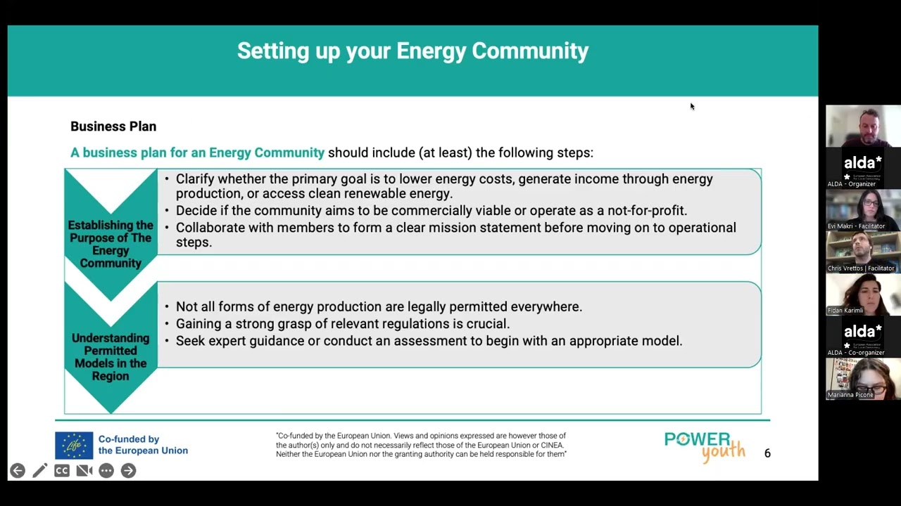 POWER YOUTH - Setting up, monitoring and evaluating your energy community; Webinar 2