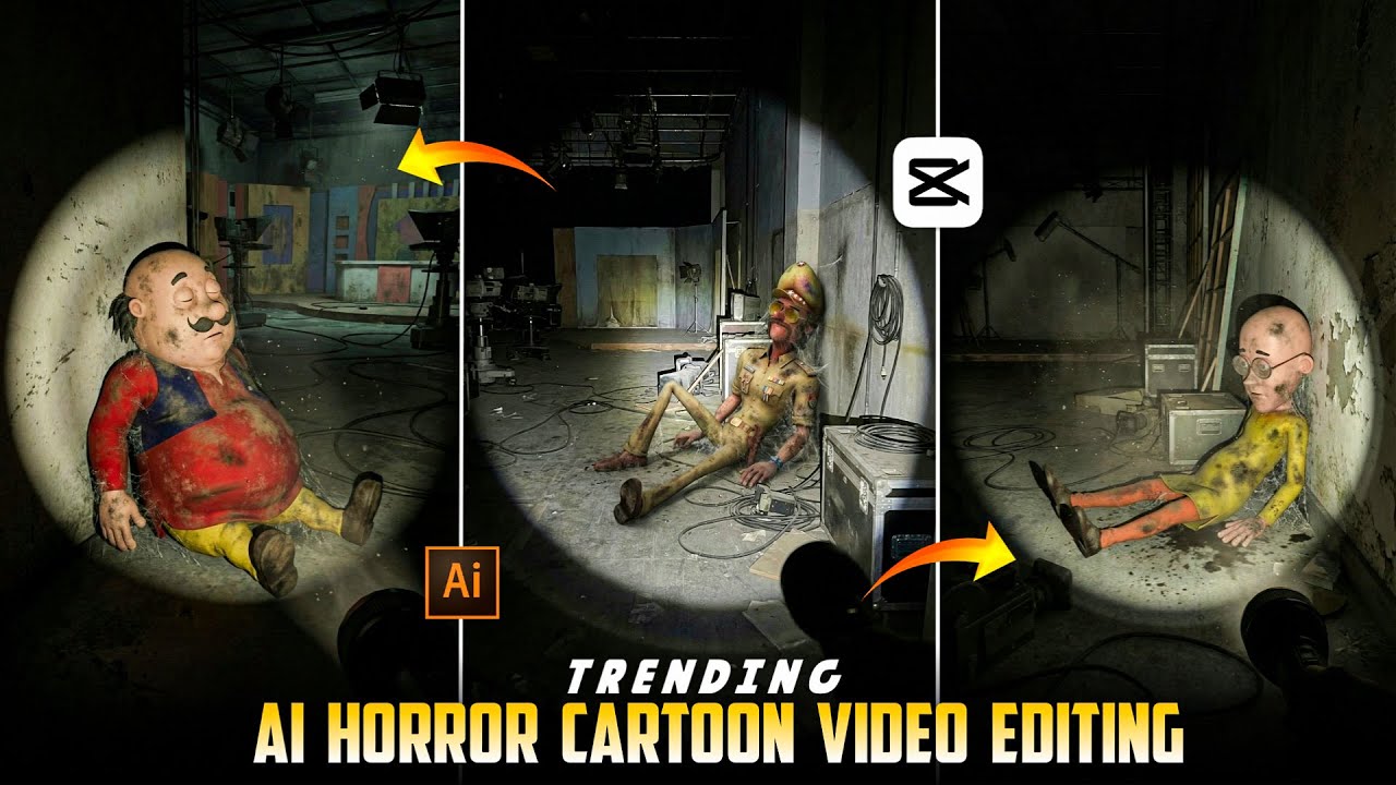 Old Characters Flashlight Ai Video Editing | Old Cartoon Character Horror Torch Ai Video Editing