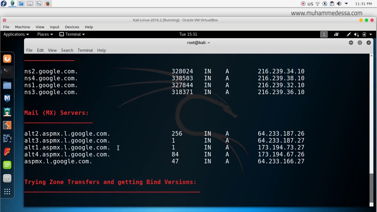 17 Ethical Hacking Kali dnsenum