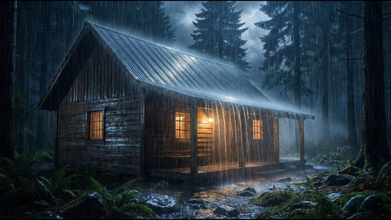 Optimize Sleep Quality with Pouring Rain & Thunder Roaring on a Cozy Cabin Roof #rainsounds