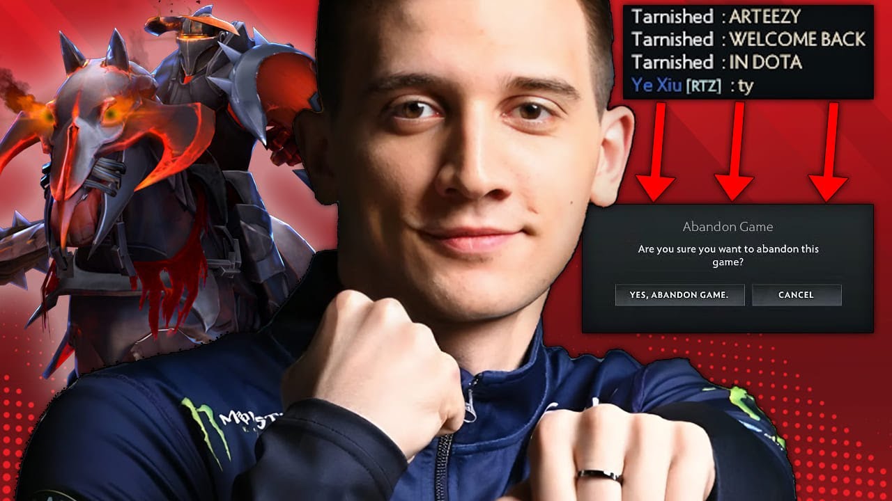 ARTEEZY WELCOME BACK IN DOTA 2! | RTZ abandoned game on Chaos Knight