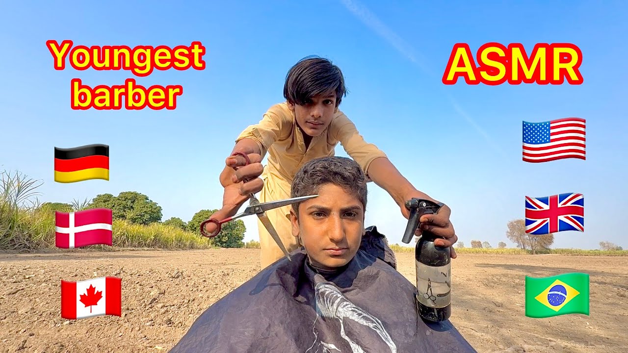 ASMR youngest barber 💈 in the world 🇺🇸 🇬🇧 🇧🇷 🇨🇦 🇩🇰 🇩🇪 🇪🇸 
