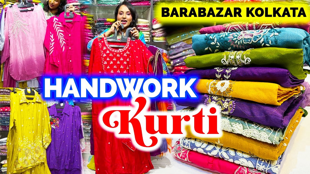 Barabazar Kurti Market Kolkata | Pure Handwork Mul Chanderi Kurti | Barabazar Kurti Wholesale Market