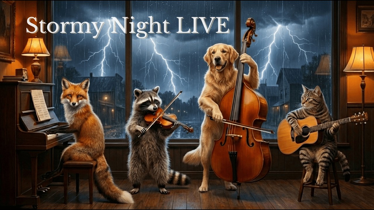 🎧 Now Playing｜Stormy Night Chillhop LIVE Rain & Thunder Cafe Music