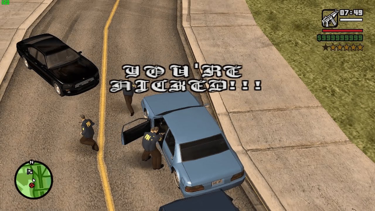 GTA San Andreas - "You're Nicked!" (Busted), but this time, many cops actually say that phrase
