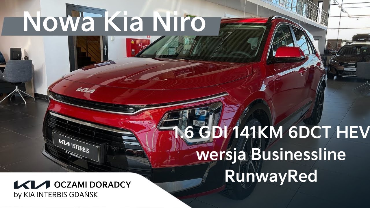 Nowa Kia Niro 2023 [1.6 GDI 141KM 6DCT HEV] wersja BusinessLine | kolor RunwayRed | 4K