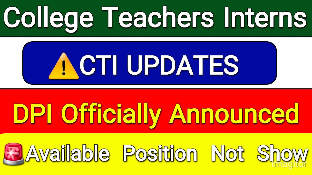 🚨CTI Jobs Updates: Colleges Name, Subject Seats & Application Details