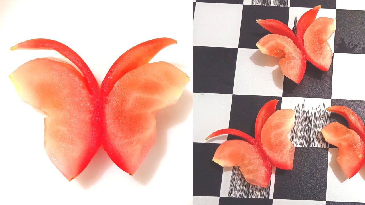 MAKING BUTTERFLY WITH TOMATO | HOW TO MAKE BUTTERFLY WITH TOMATO | TOMATO BUTTERFLY | TOMATO GARNISH