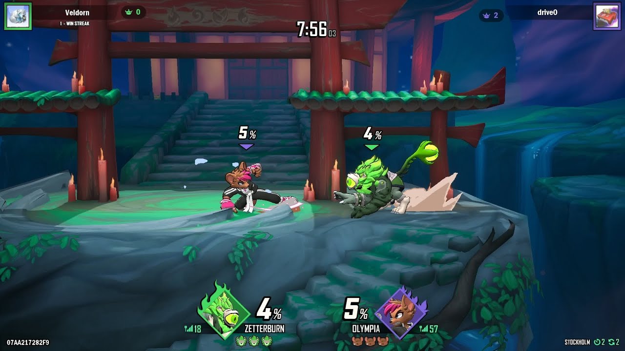 Rivals of Aether 2 Lobby matches- Veldorn (Zetterburn) VS drive0 (Olympia)