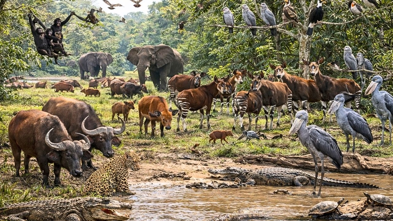 Relaxing Walk In The Congo Rainforest | Unique African Species (4K ASMR | Nature Sounds | No Music)