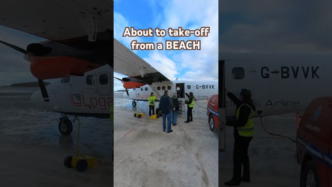 When there is NO RUNWAY. About to leave Barra aboad a Logan Air DHC-6 Twin Otter