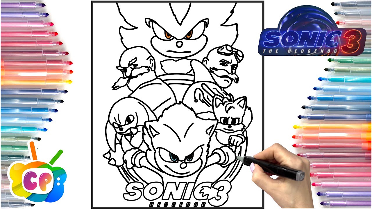 Sonic 3 coloring pages movie / Sonic 3 movie official trailer / how to draw Sonic 3