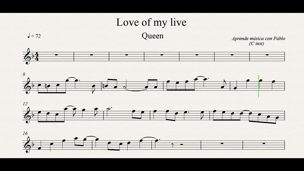 LOVE OF MY LIVE: (flauta, violín, oboe...) (partitura con playback)