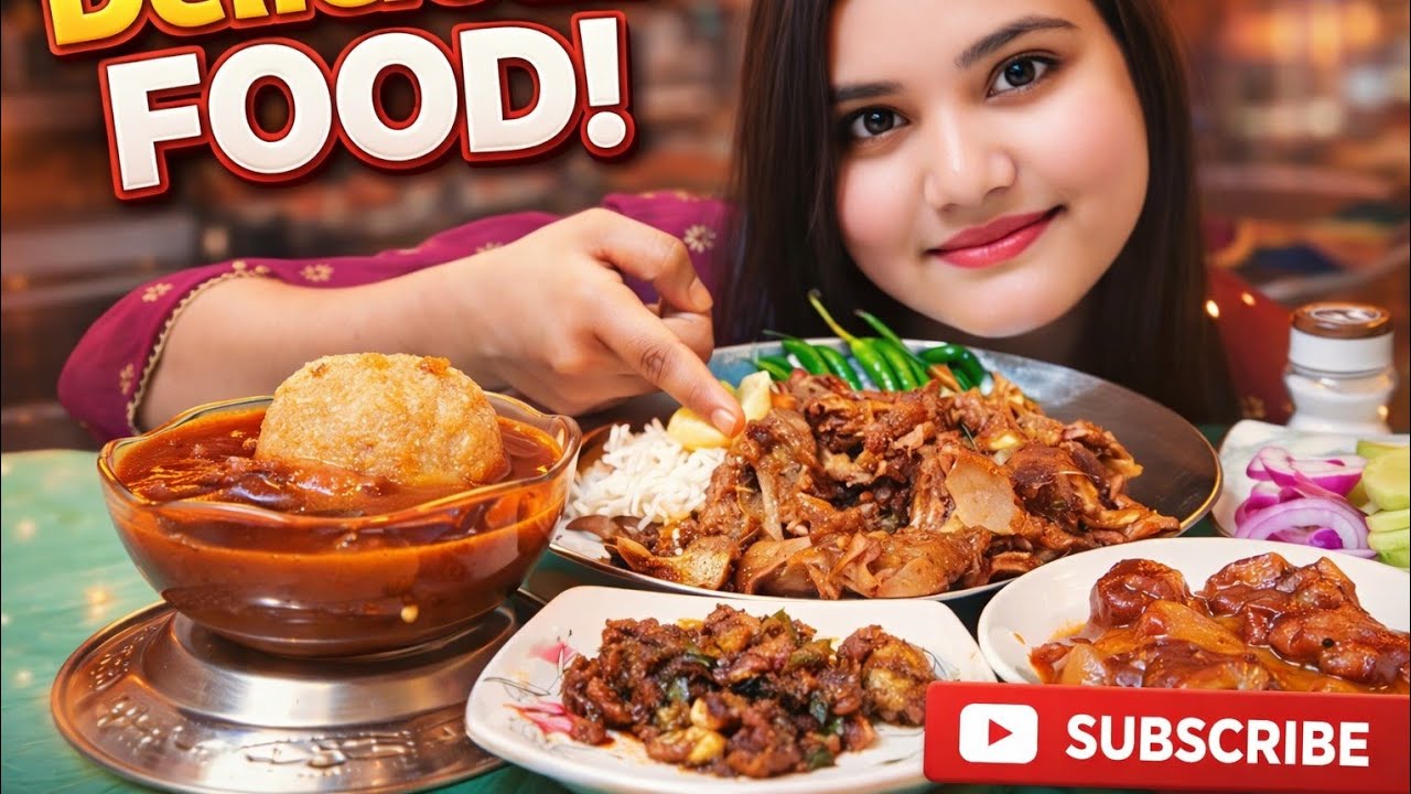 ASMR. Two Spicy Mutton Head Curry With Basmati Rice Mutton Brain Fry and Salad!!