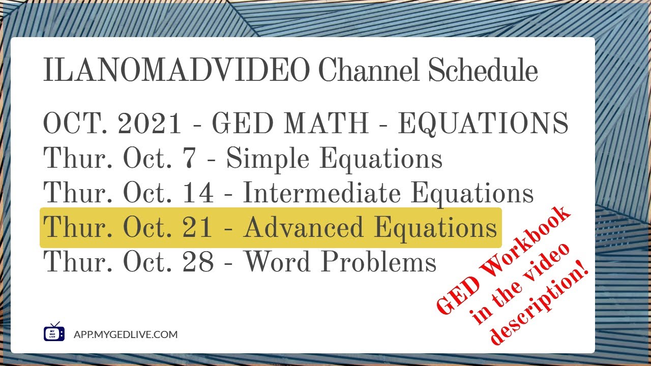 GED Math Algebra Lesson - 10-21-21