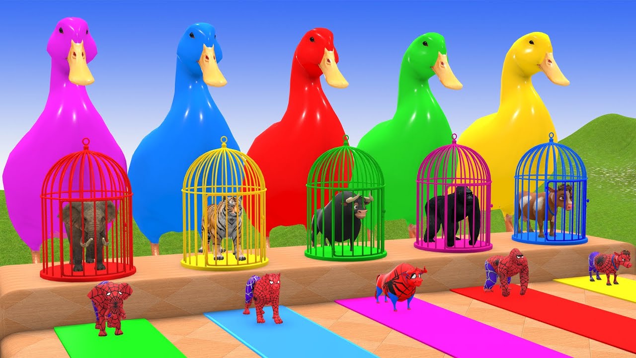 Long Slide Game With Cow Elephant Gorilla Hippopotamus Tiger 3d Animal Game Funny 3d Animals