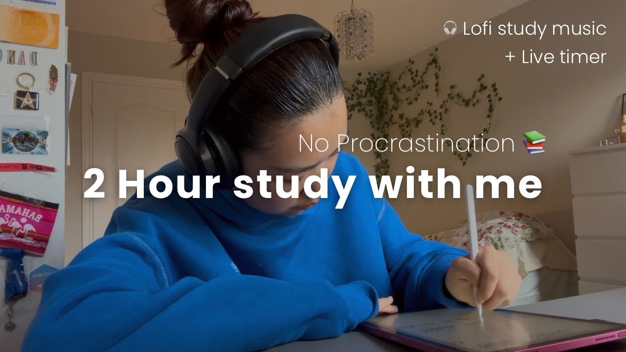 2 HOUR STUDY WITH ME 📚🌿 | no procrastinating ✨, focus music for studying 🎧, study timer, no breaks☕️