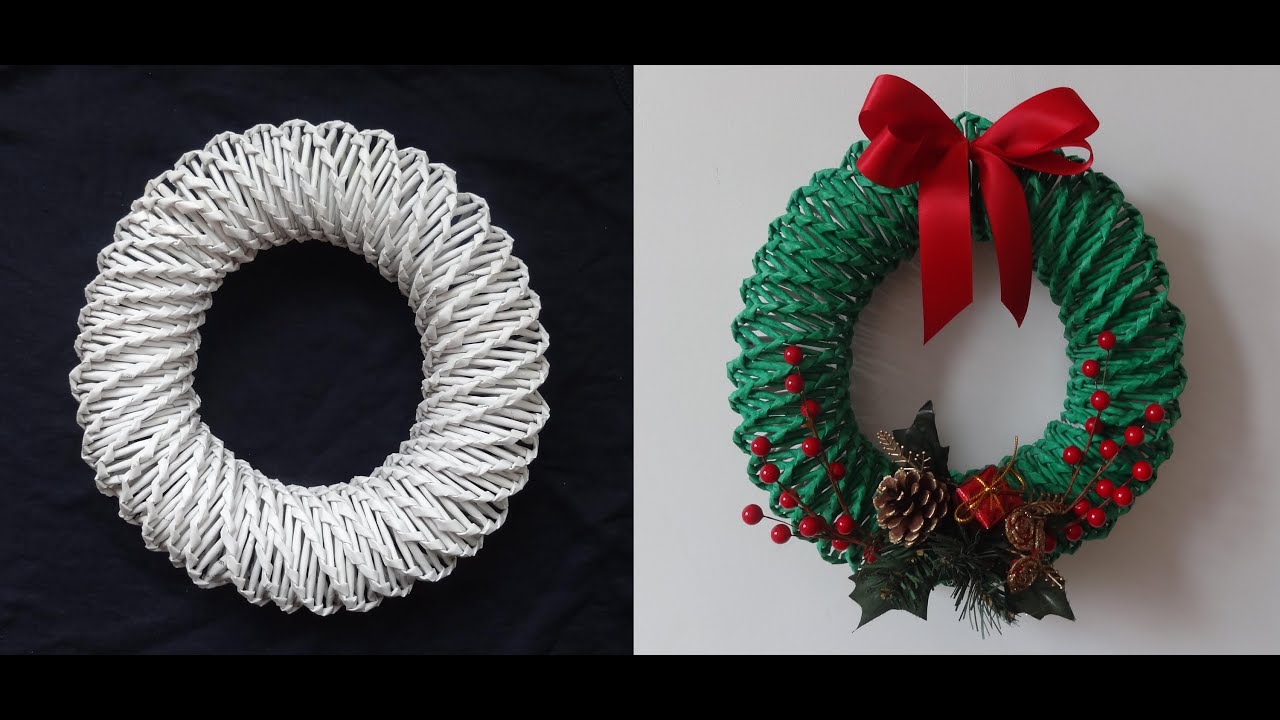 Papierowa wiklina - jak zrobić wianek, wicker paper | Christmas decoration