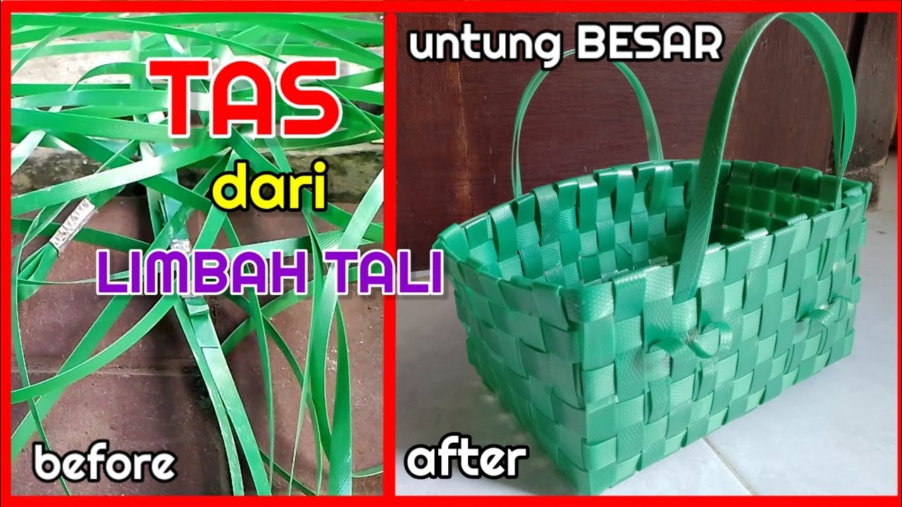cara membuat tas anyaman dari tali plastik//Diy craft
