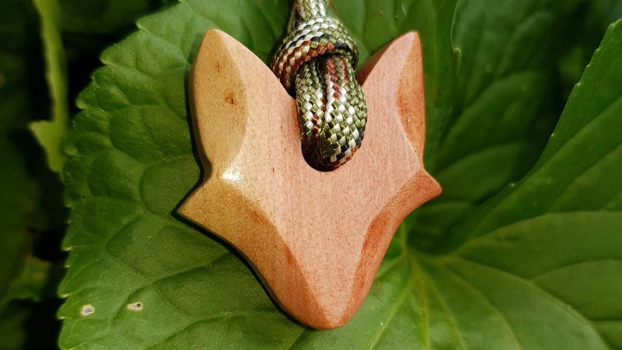 Crimson Red Wood Wolf head Pendant