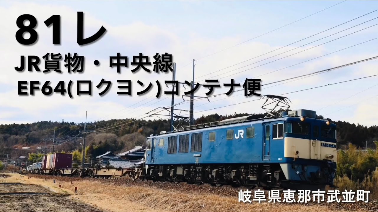 81レ・JR貨物中央線・EF64(ロクヨン)コンテナ便・岐阜県恵那市武並町