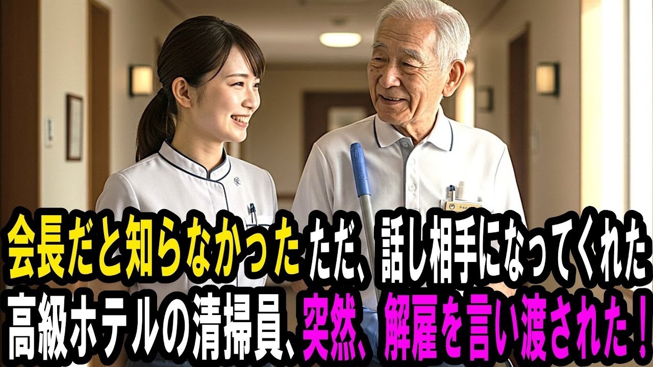 会長だとは知らず、ただ話し相手になってくれたホテルの清掃員。翌日、突然解雇を言い渡された。