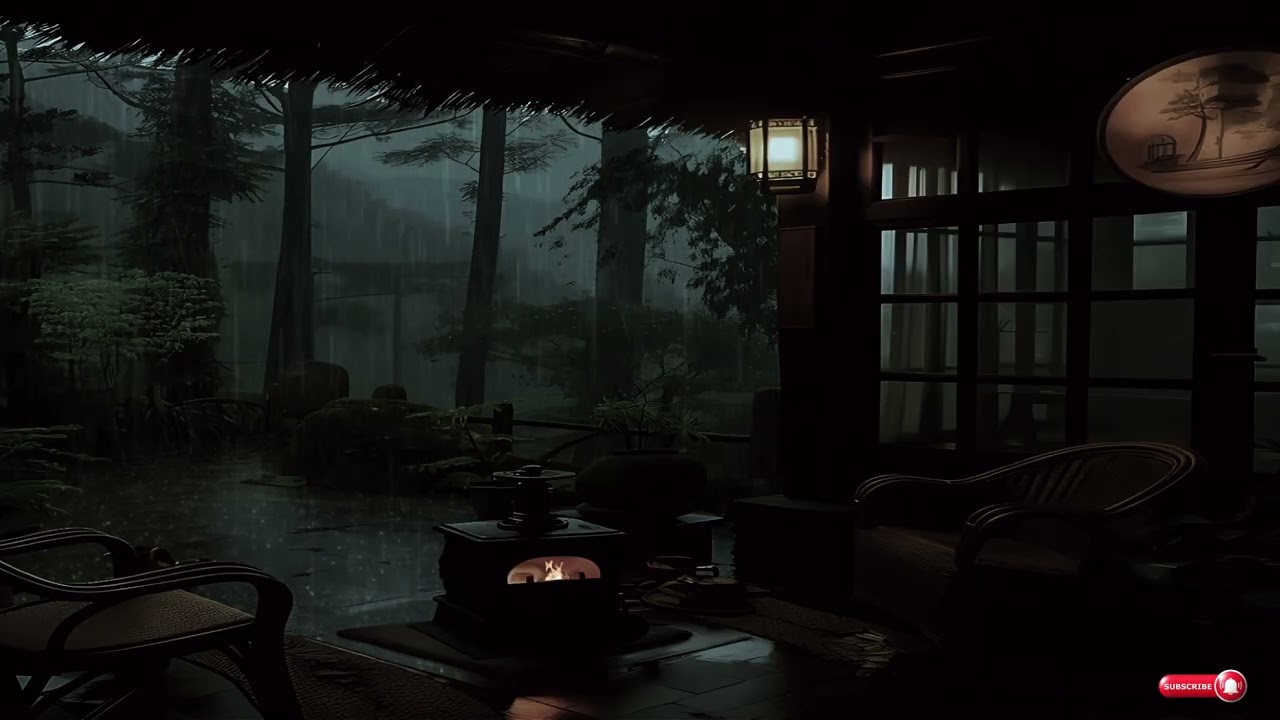 🌧️ Cozy Rain Ambience in a Cabin with Fireplace | 2 Hours of Deep Sleep & Relaxation 🔥