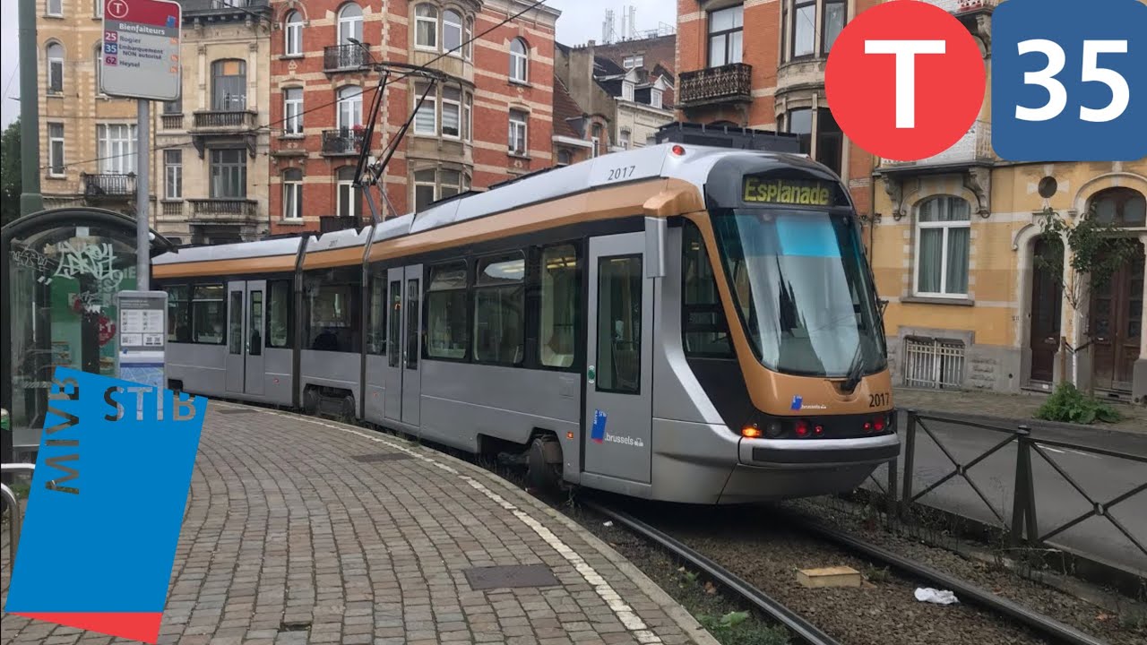 STIB Tram 35 Trajet complet (Esplanade vers Bienfaiteurs) dans un T2000 (2017)