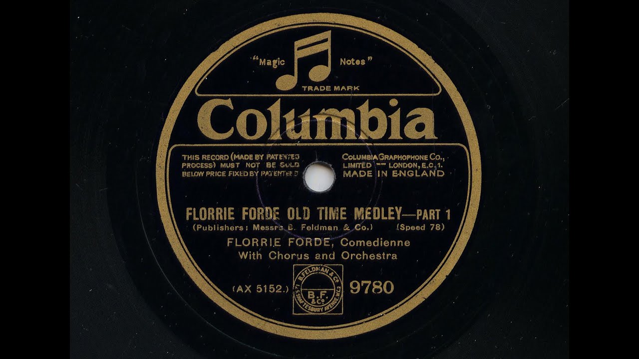 Florrie Forde 'Florrie Forde Old Time Medley' 1929  12'' 78 rpm