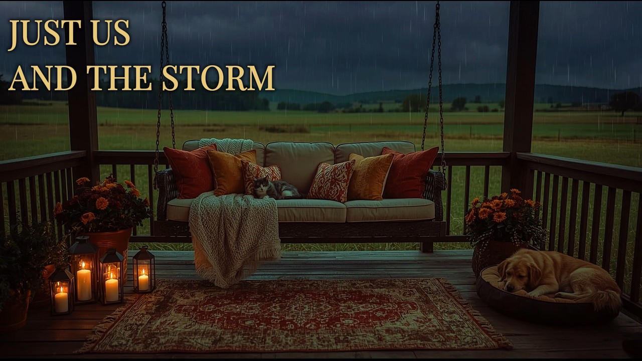 3 Hours of Distant Thunderstorms & Rain | Cozy Porch Ambience for Relaxation, Meditation, & Studying