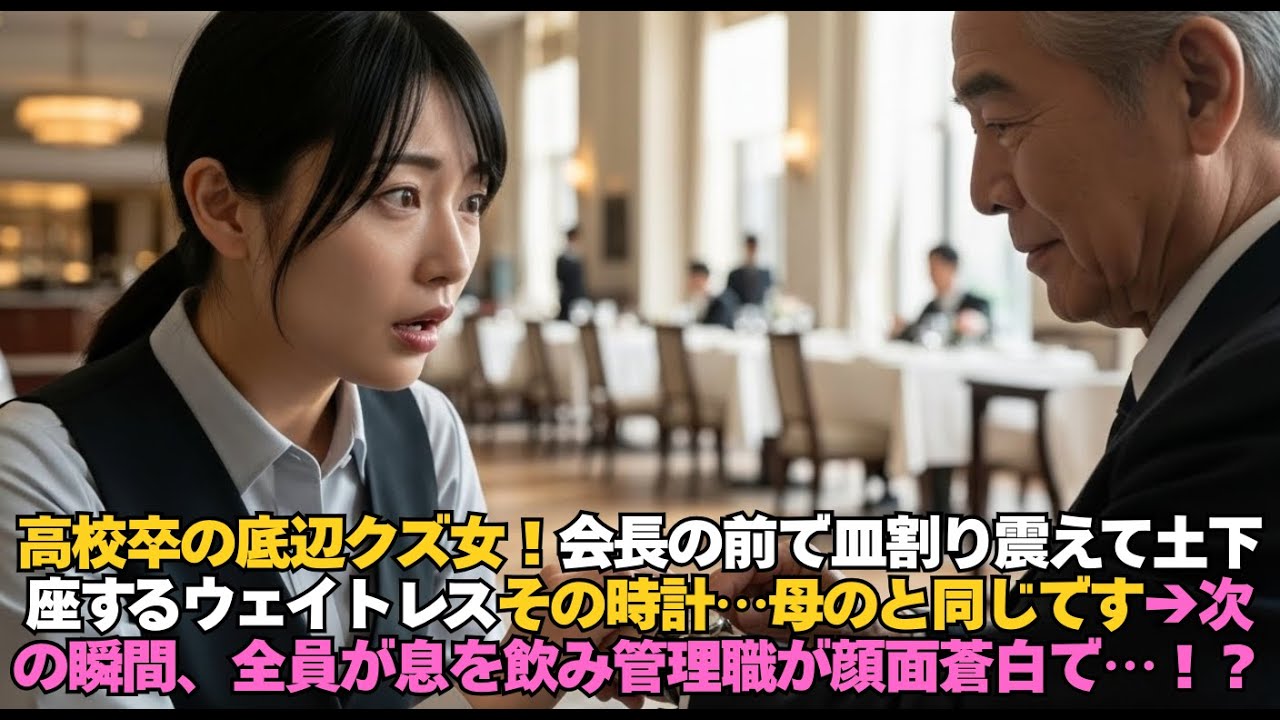 会長の目の前で皿を割ってしまい、震えて謝る皿洗いの女性… しかし「その時計、母のと同じです」の一言で、全社員が驚愕した。