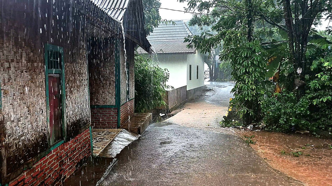 Village Life During Heavy Rain | 4K Relaxing Video