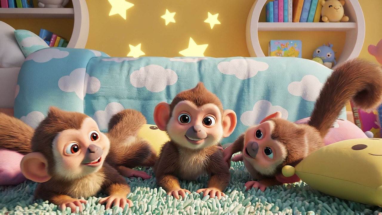 Monitos en el Desafío de Saltos a la Hora de Dormir | Rimas Infantiles para Dormir