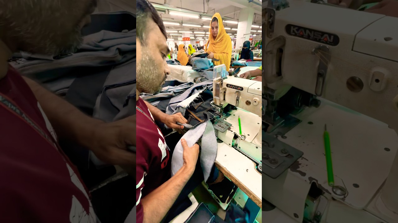 How to kansai machine waist belt joint in Garment industry. #garments #sew  #fashion #pants #shorts