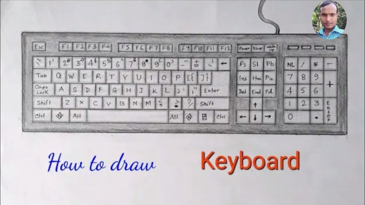 How to draw computer keyboard step by step so easy