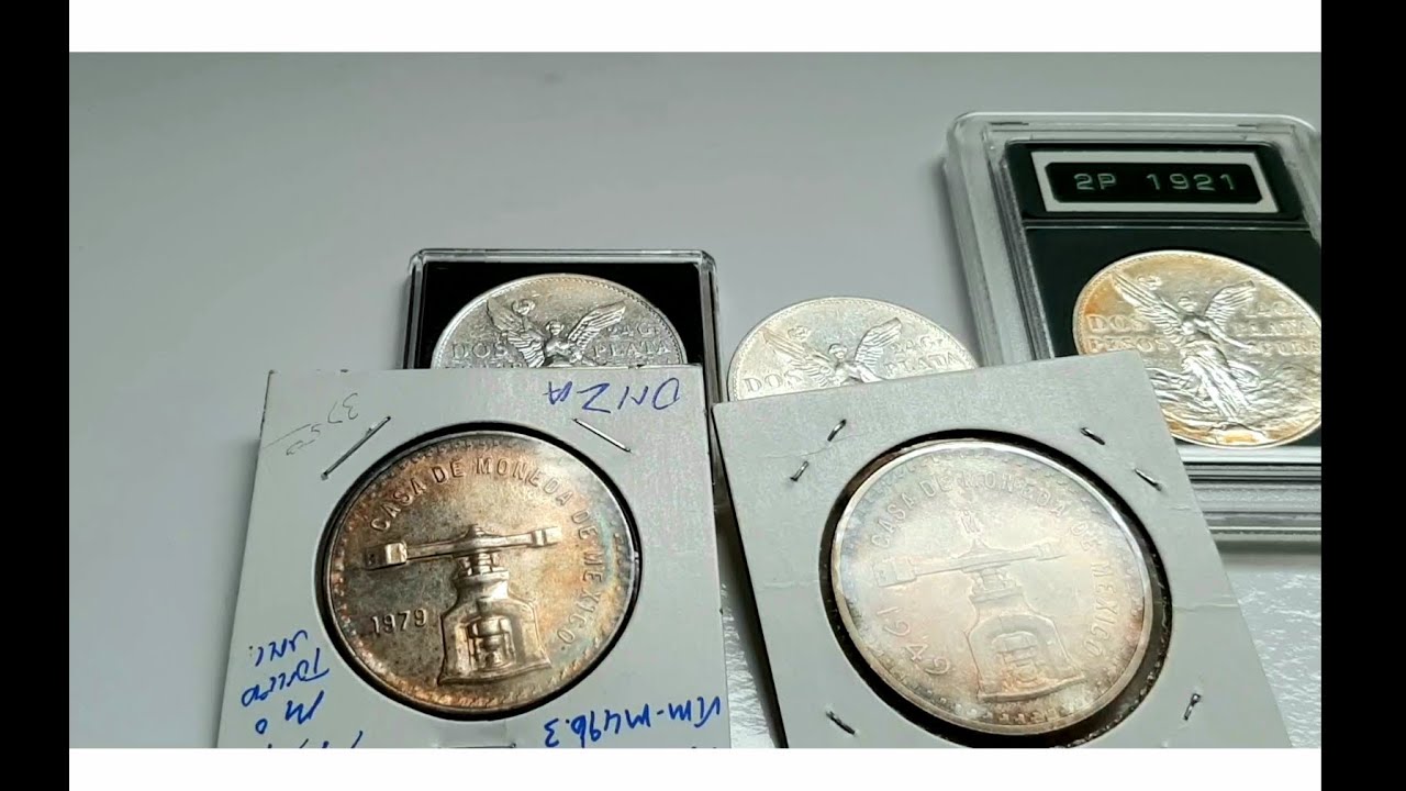 Mexico Silver Onzas and Dos Pesos Coins