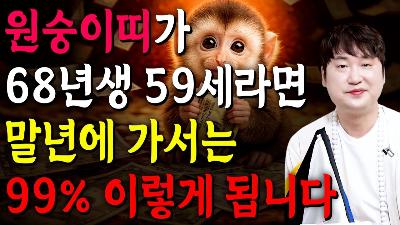 [2026년 병오년 59세 원숭이띠운세] 1968년생 원숭이띠가 X월에 태어났다면 기필코 대박납니다! 2026년 59세 원숭이띠에게 찾아오는 변화와 기회들 68년생 59세 운세