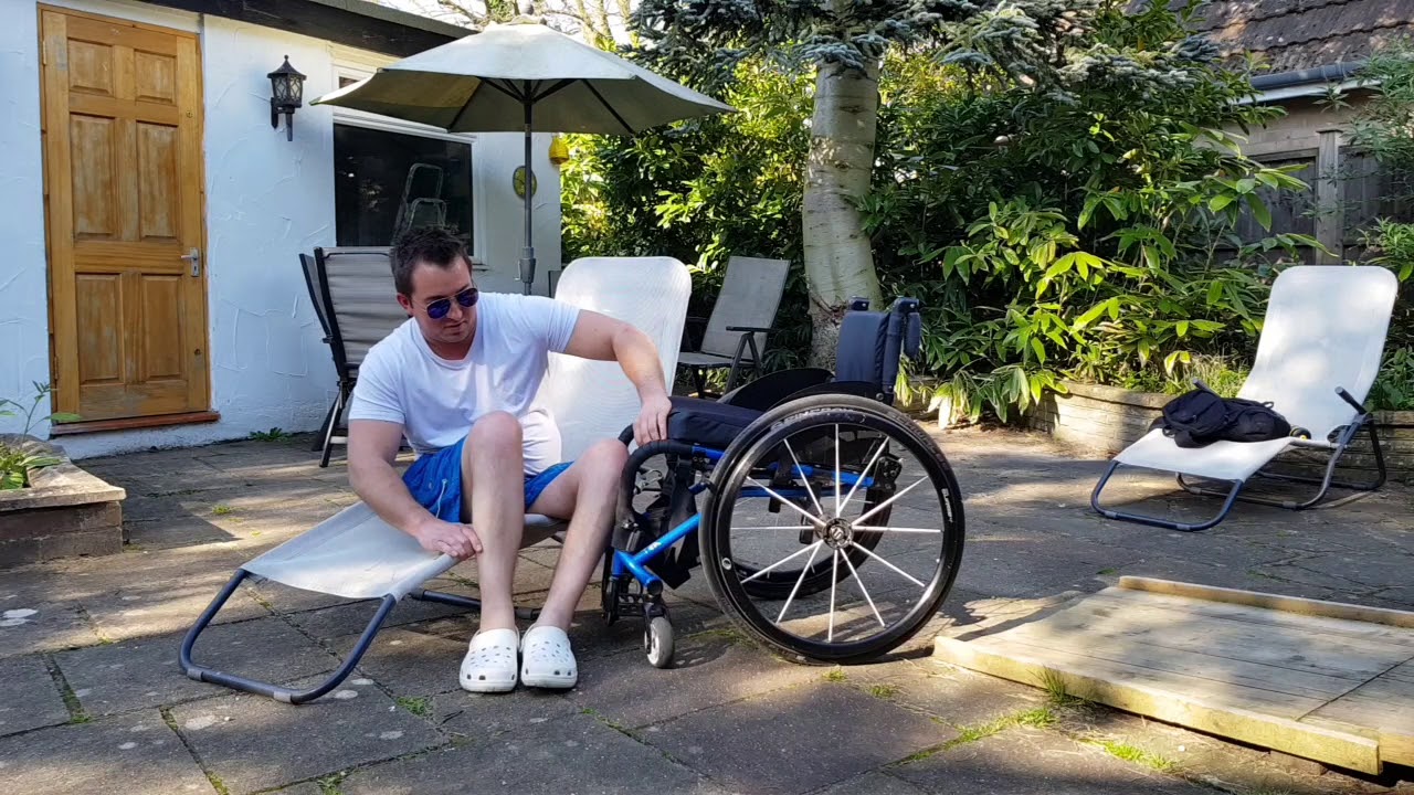 Paraplegic transfer to sun lounger / sunbed
