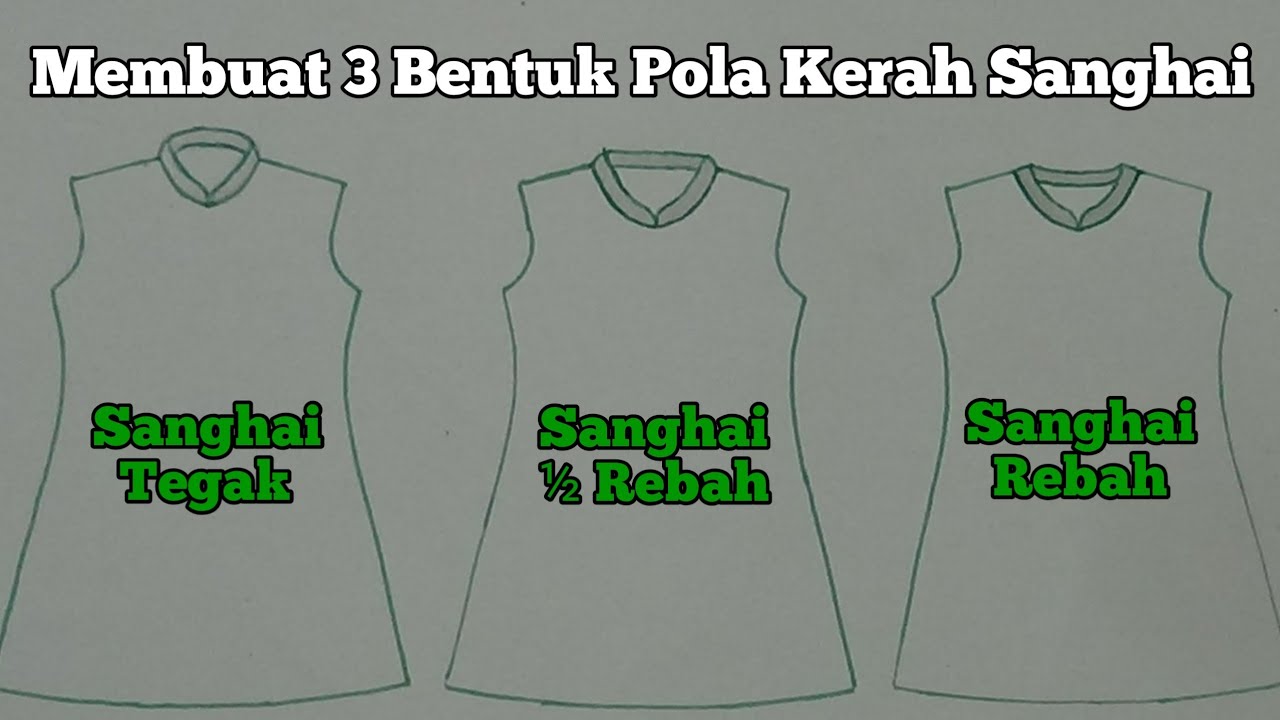 membuat pola kerah sanghai