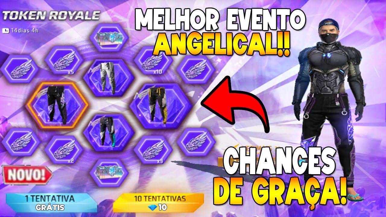 MELHOR EVENTO! PEGUE A CALÇA ANGELICAL COM BONUS, CHANCES DE GRAÇA, NOVIDADES FREE FIRE