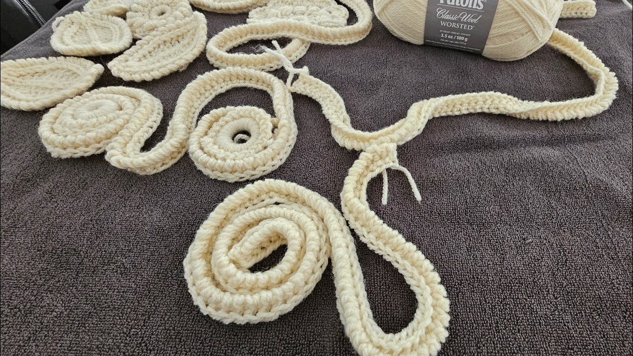 Crochet Irish lace inspired - cord, edge, branch for leaves and flowers