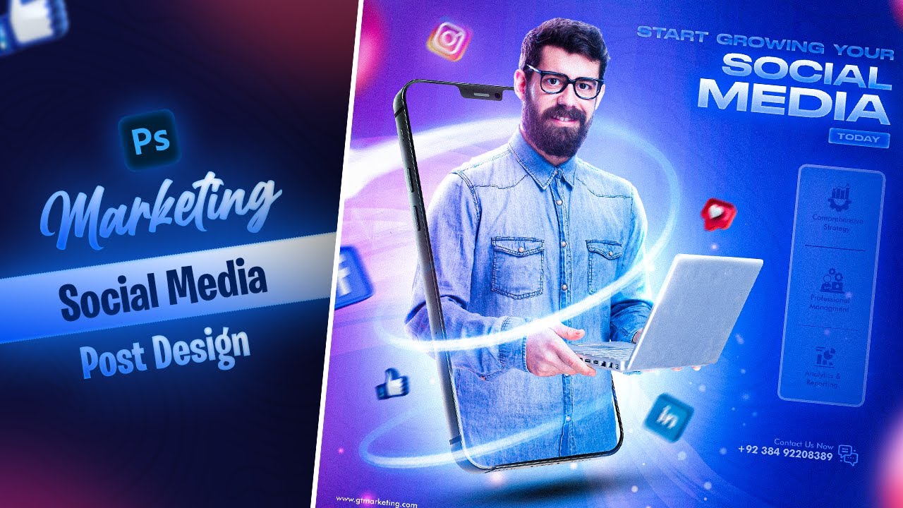 Kreatywny projekt posta marketingowego w mediach społecznościowych w Photoshopie