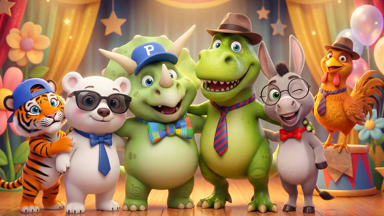 El Pequeño Dinosaurio Baila 🦖 El Pollito y La Vaquita Bailan Feliz | Canciones Infantiles 3D