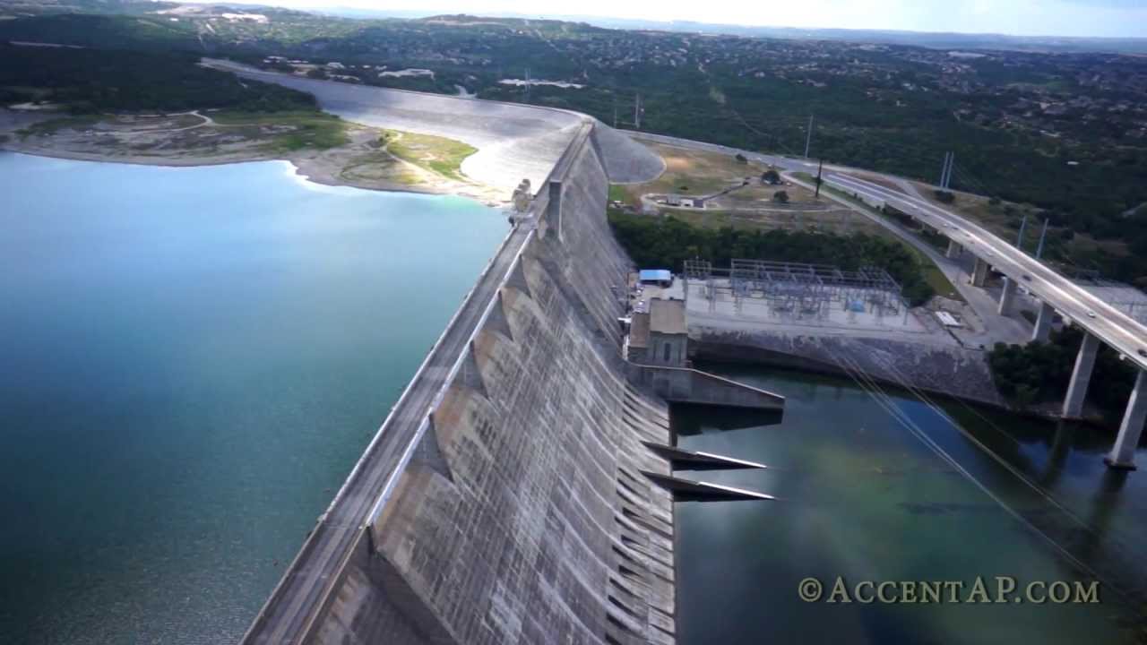 Mansfield Dam at Lake Travis - Aerial Video.