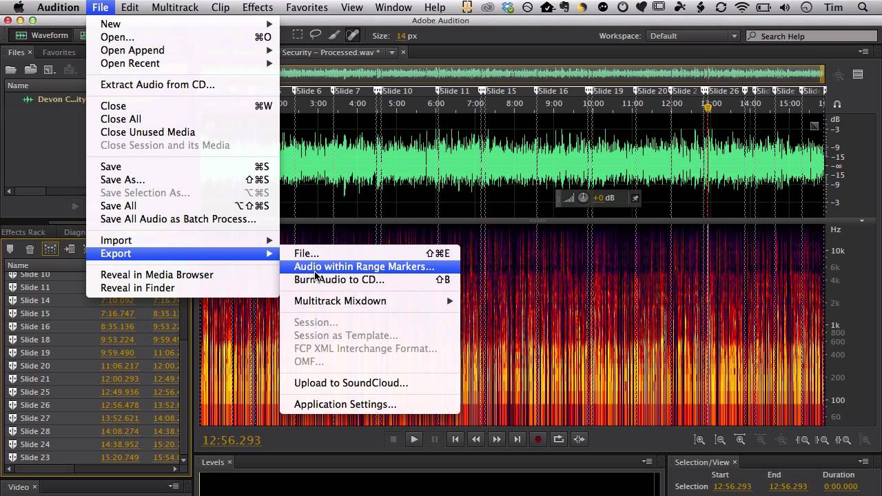 Splitting Audio files for elearning in Adobe Audition CC