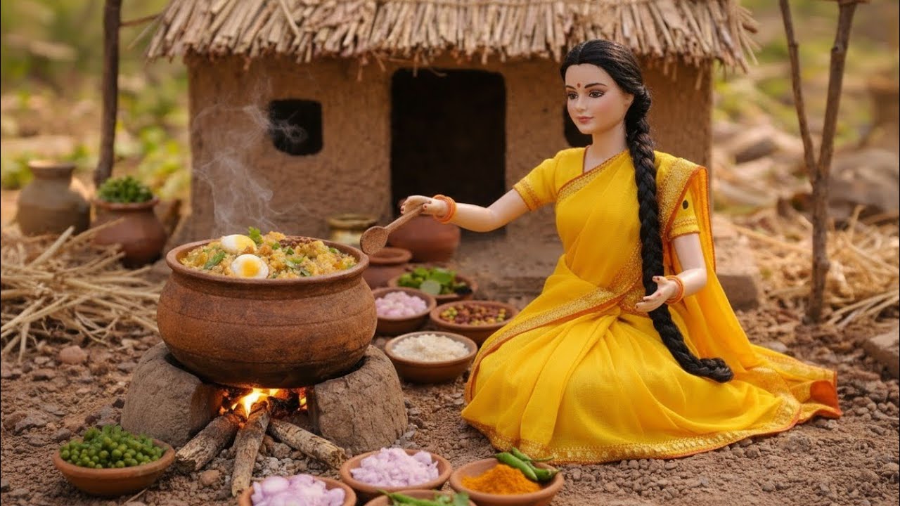 Miniature Egg Biryani Cooking in Village Style | Tiny Doll Kitchen