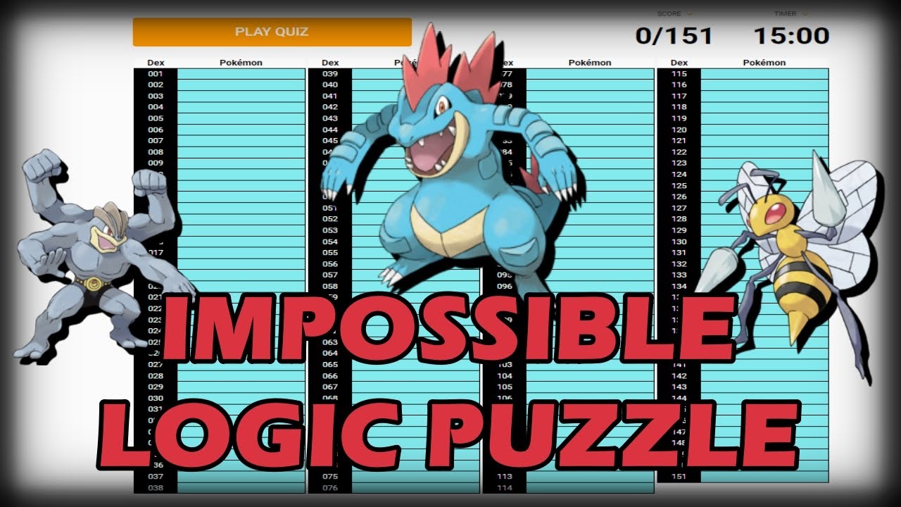 I Found The Hardest Pokemon Logic Puzzle On The Internet! Pokemon HARD MODE Logic Puzzle!