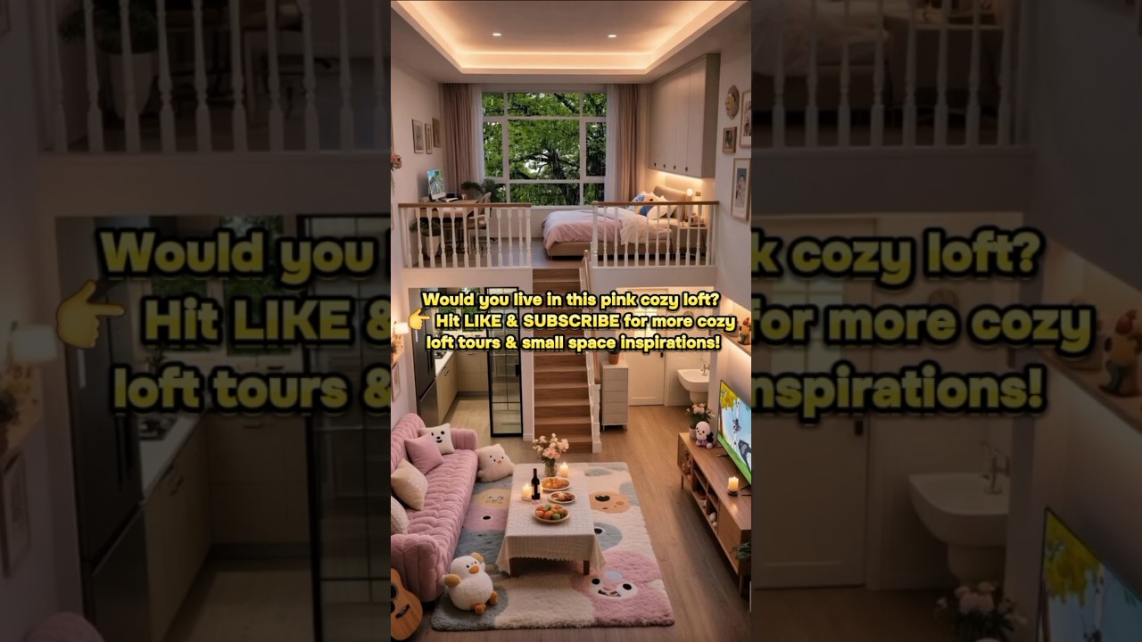 ✨ Cozy Pink Loft Apartment Tour | Cute Small Space Living Inspiration #cozyhome #예쁜인테리어 #shorts