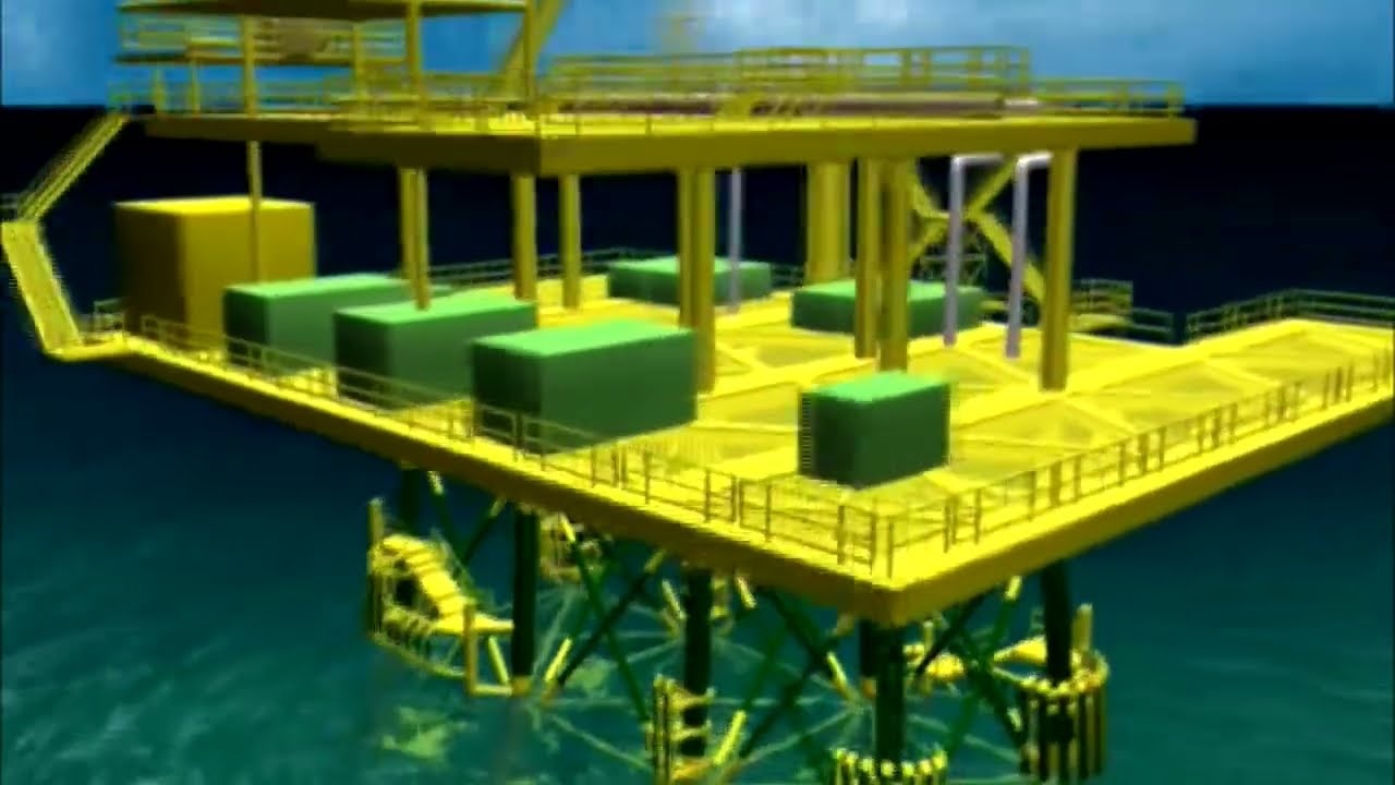 Instalación de una plataforma marina. Offshore platform installation, Gulf of Mexico.
