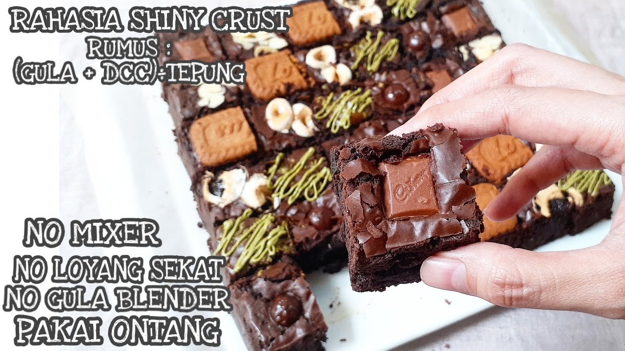 BROWNIES SEKAT TANPA LOYANG SEKAT | GARING DILUAR FUDGY DIDALAM | NO MIXER | PAKAI ONTANG